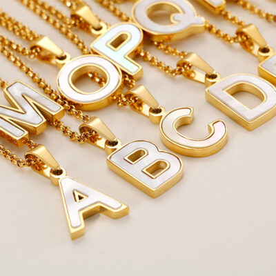 Initials Letters with Mother Pearl and 18k Gold