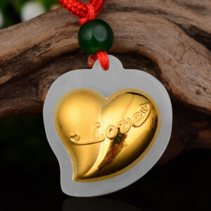 Nephrite Inlaid 24K Gold Heart