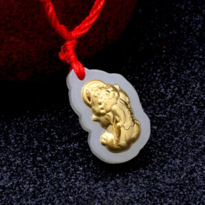 Nephrite Inlaid 24K Gold Pixiu Fortune Charm