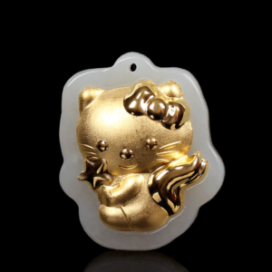 Nephrite Inlaid 24K Gold Kitty