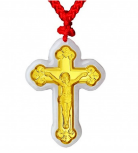 Nephrite Inlaid 24K Gold Cross with Jesus