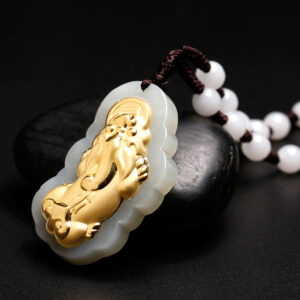 Nephrite Inlaid 24K Gold Large Pixiu