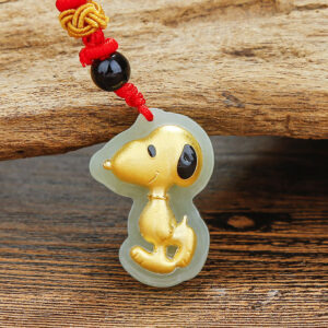 Nephrite Inlaid 24K Gold Snoopy