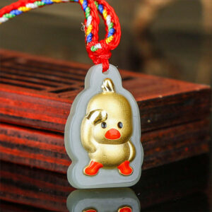 Nephrite Inlaid 24K Gold Cute Duck