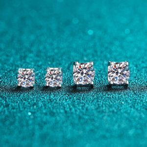 1ct/2ct Natural Moissanite Square Setting Sterling Silver 925 Ear Studs