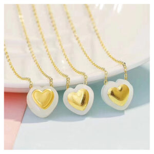 Nephrite Inlaid 24K Gold Mini Heart