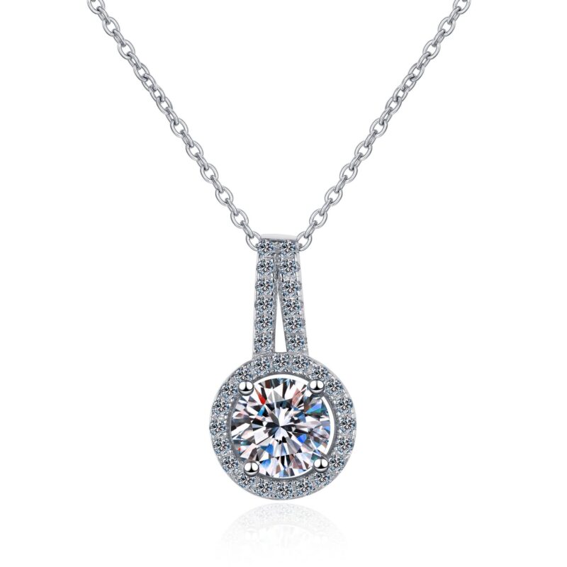 0.5/1/2ct Natural Moissanite Sterling Silver 925 Necklace