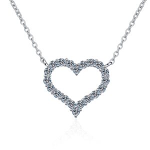 Natural Moissanite Heart Design Sterling Silver 925 Necklace