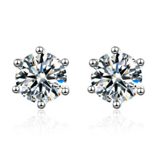 0.6ct/1ct/2ct Natural Moissanite Classic 6-Claw Setting Sterling Silver 925 Ear Studs