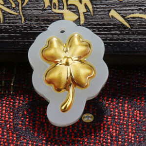 Nephrite Inlaid 24K Gold Clover Classic