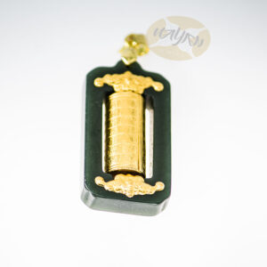 Dark Green Nephrite Inlaid 24K Gold Lucky Roller