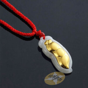 Nephrite Inlaid 24K Gold Bean