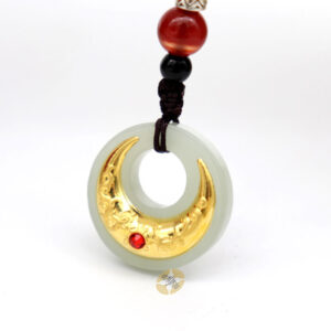 Nephrite Inlaid 24K Gold Moon