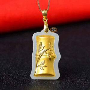 Nephrite Inlaid 24K Gold Bamboo