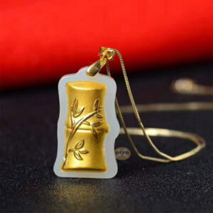 Nephrite Inlaid 24K Gold Bamboo